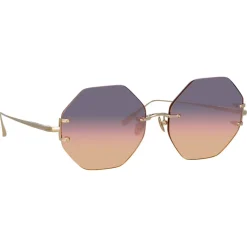 Linda Farrow - Arua Hexagon Sunglasses in Light Gold - LFL1267C1SUN - Linda Farrow Eyewear - Avvenice