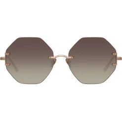 Linda Farrow - Arua Hexagon Sunglasses in Rose Gold - LFL1267C3SUN - Linda Farrow Eyewear - Avvenice