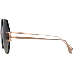 Linda Farrow - Arua Hexagon Sunglasses in Rose Gold - LFL1267C3SUN - Linda Farrow Eyewear - Avvenice