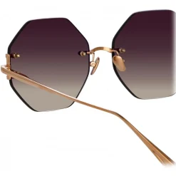 Linda Farrow - Arua Hexagon Sunglasses in Rose Gold - LFL1267C3SUN - Linda Farrow Eyewear - Avvenice