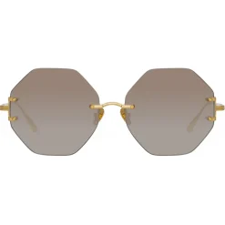 Linda Farrow - Arua Hexagon Sunglasses in Yellow Gold - LFL1267C1SUN - Linda Farrow Eyewear - Avvenice
