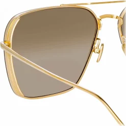 Linda Farrow - Asher Aviator Sunglasses in Light Gold (C4) - LFL1122C1SUN - Linda Farrow Eyewear - Avvenice