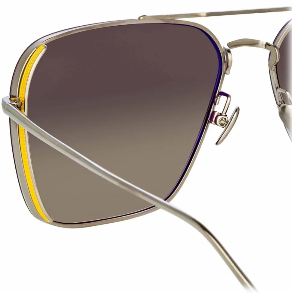 Linda Farrow - Asher Aviator Sunglasses in White Gold - LFL1122C2SUN - Linda Farrow Eyewear - Avvenice