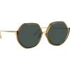 Linda Farrow - Aspen Hexagon Sunglasses in Yellow Gold - LFL1355C3SUN - Linda Farrow Eyewear - Avvenice