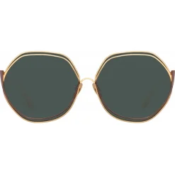 Linda Farrow - Aspen Hexagon Sunglasses in Yellow Gold - LFL1355C3SUN - Linda Farrow Eyewear - Avvenice