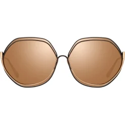 Linda Farrow - Aspen Hexagon Sunglasses in Nickel and Rose Gold - LFL1355C4SUN - Linda Farrow Eyewear - Avvenice