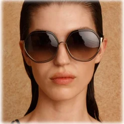Linda Farrow - Aspen Hexagon Sunglasses in Nickel - LFL1355C1SUN - Linda Farrow Eyewear - Avvenice