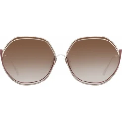 Linda Farrow - Aspen Hexagon Sunglasses in Metallic Brown - LFL1355C2SUN - Linda Farrow Eyewear - Avvenice
