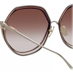 Linda Farrow - Aspen Hexagon Sunglasses in Metallic Brown - LFL1355C2SUN - Linda Farrow Eyewear - Avvenice