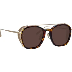 Linda Farrow - Aston Square Sunglasses in Light Gold - LFL1359C2SUN - Linda Farrow Eyewear - Avvenice