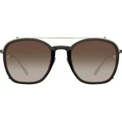 Linda Farrow - Aston Square Sunglasses in White Gold - LFL1359C2SUN - Linda Farrow Eyewear - Avvenice