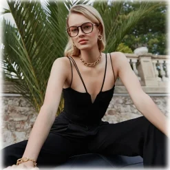 Linda Farrow - Aston Square Optical Glasses in Light Gold - LFL1359C5OPT - Linda Farrow Eyewear - Avvenice