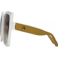Linda Farrow - Astra Cat Eye Sunglasses in White - LFL1357C4SUN - Linda Farrow Eyewear - Avvenice