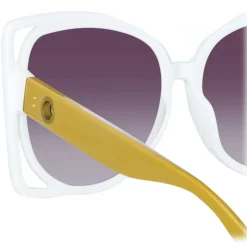 Linda Farrow - Astra Cat Eye Sunglasses in White - LFL1357C4SUN - Linda Farrow Eyewear - Avvenice