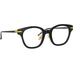 Linda Farrow - Atkins D-Frame Optical Glasses in Black Yellow Gold - LF42C1OPT - Linda Farrow Eyewear - Avvenice