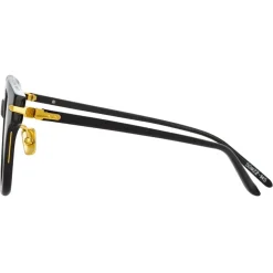 Linda Farrow - Atkins D-Frame Optical Glasses in Black Yellow Gold - LF42C1OPT - Linda Farrow Eyewear - Avvenice