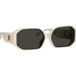 Linda Farrow - Bailey Angular Sunglasses in White - LFL1427C2SUN - Linda Farrow Eyewear - Avvenice