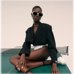 Linda Farrow - Bailey Angular Sunglasses in White - LFL1427C2SUN - Linda Farrow Eyewear - Avvenice