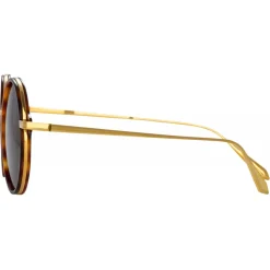 Linda Farrow - Bara Round Sunglasses in Tortoiseshell - LFL1247C5SUN - Linda Farrow Eyewear - Avvenice