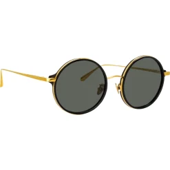 Linda Farrow - Bara Round Sunglasses in Black - LFL1247C4SUN - Linda Farrow Eyewear - Avvenice