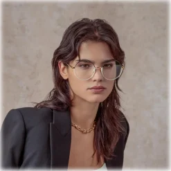 Linda Farrow - Bea Round Optical Glasses in Mocha Light Gold - LFL1333C6OPT - Linda Farrow Eyewear - Avvenice