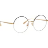 Linda Farrow - Bea Round Optical Glasses in Black Yellow Gold - LFL1333C5OPT - Linda Farrow Eyewear - Avvenice