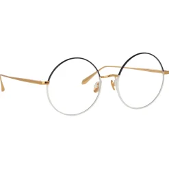 Linda Farrow - Bea Round Optical Glasses in Black Yellow Gold - LFL1333C5OPT - Linda Farrow Eyewear - Avvenice