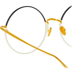 Linda Farrow - Bea Round Optical Glasses in Black Yellow Gold - LFL1333C5OPT - Linda Farrow Eyewear - Avvenice