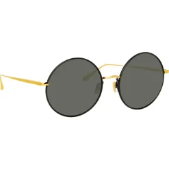 Linda Farrow - Bea Round Sunglasses in Yellow Gold Grey - LFL1333C3SUN - Linda Farrow Eyewear - Avvenice