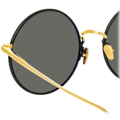 Linda Farrow - Bea Round Sunglasses in Yellow Gold Grey - LFL1333C3SUN - Linda Farrow Eyewear - Avvenice