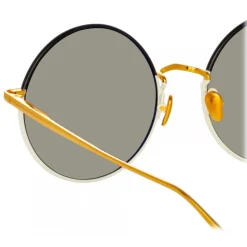 Linda Farrow - Bea Round Sunglasses in Yellow Gold and Black - LFL1333C7SUN - Linda Farrow Eyewear - Avvenice