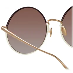 Linda Farrow - Bea Round Sunglasses in Light Gold Brown - LFL1333C8SUN - Linda Farrow Eyewear - Avvenice