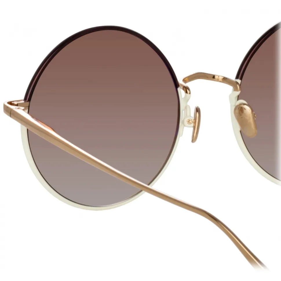 Linda Farrow - Bea Round Sunglasses in Light Gold Brown - LFL1333C8SUN - Linda Farrow Eyewear - Avvenice