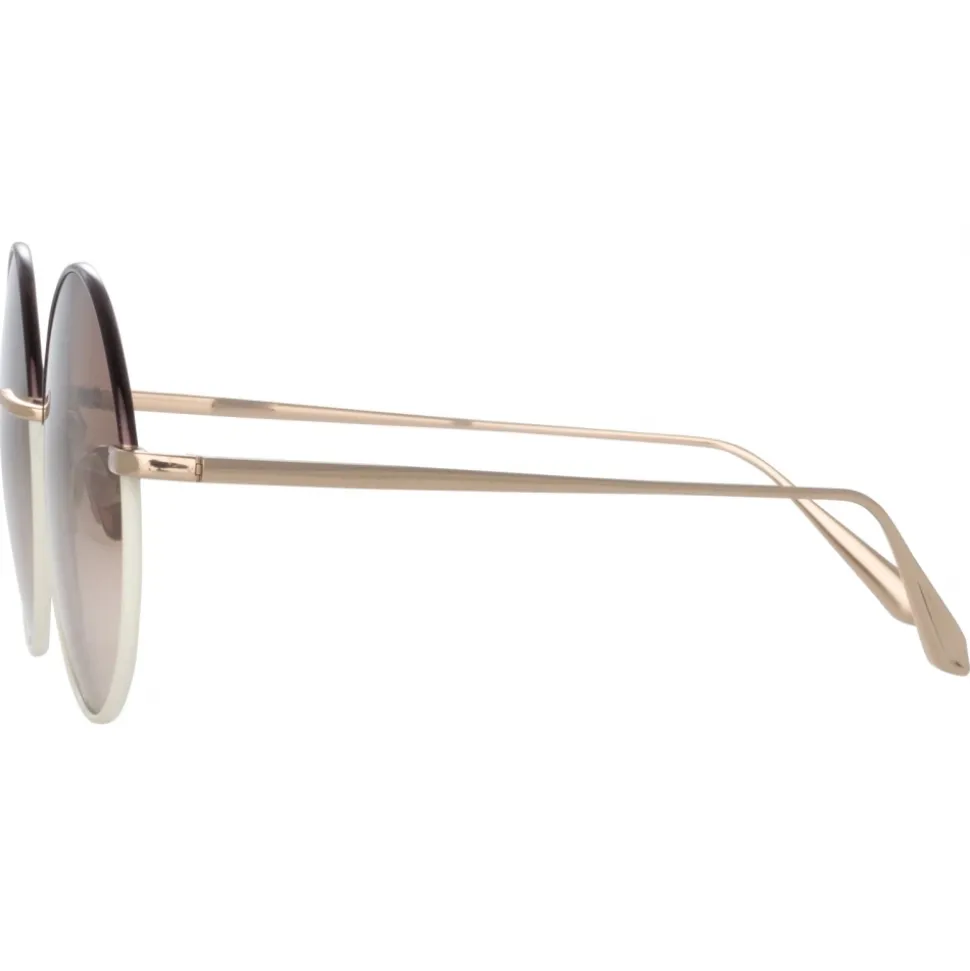 Linda Farrow - Bea Round Sunglasses in Light Gold Brown - LFL1333C8SUN - Linda Farrow Eyewear - Avvenice