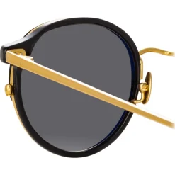 Linda Farrow - Beni C1 Oval Sunglasses in Black - LFL802C1SUN - Linda Farrow Eyewear - Avvenice