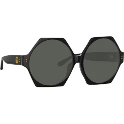 Linda Farrow - Bora Hexagon Sunglasses in Black - LFL1260C1SUN - Linda Farrow Eyewear - Avvenice