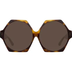Linda Farrow - Bora Hexagon Sunglasses in Tortoiseshell - LFL1260C2SUN - Linda Farrow Eyewear - Avvenice
