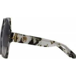 Linda Farrow - Bora Hexagon Sunglasses in Black Grey Tortoiseshell - LFL1260C6SUN - Linda Farrow Eyewear - Avvenice