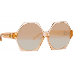 Linda Farrow - Bora Hexagon Sunglasses in Peach - LFL1260C3SUN - Linda Farrow Eyewear - Avvenice