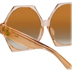 Linda Farrow - Bora Hexagon Sunglasses in Peach - LFL1260C3SUN - Linda Farrow Eyewear - Avvenice