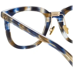 Linda Farrow - Burton Optical D-Frame in Blue Tortoiseshell - LFL1102C10OPT - Linda Farrow Eyewear - Avvenice
