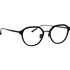 Linda Farrow - Cacao Angular Optical Frames in Black and Nickel - LFL1273C6OPT - Linda Farrow Eyewear - Avvenice