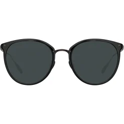Linda Farrow - Calthorpe Oval Sunglasses in Black Matt Nickel - LFL251C79SUN - Linda Farrow Eyewear - Avvenice