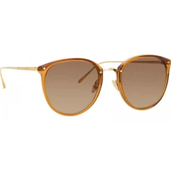 Linda Farrow - Calthorpe Oval Sunglasses in Brown - LFLC251C75SUN - Linda Farrow Eyewear - Avvenice