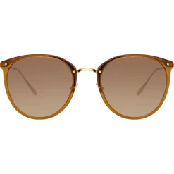 Linda Farrow - Calthorpe Oval Sunglasses in Brown - LFLC251C75SUN - Linda Farrow Eyewear - Avvenice