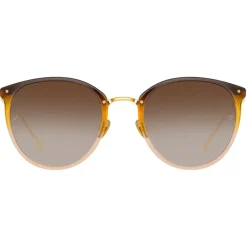 Linda Farrow - Calthorpe Oval Sunglasses in Brown Gradient - LFL251C81SUN - Linda Farrow Eyewear - Avvenice