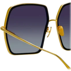 Linda Farrow - Camaro Oversized Sunglasses in Yellow Gold - LFL1349C1SUN - Linda Farrow Eyewear - Avvenice