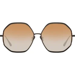 Linda Farrow - Camila Hexagon Sunglasses in Nickel Camel - LFL1208C6SUN - Linda Farrow Eyewear - Avvenice