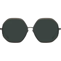 Linda Farrow - Camila Hexagon Sunglasses in Nickel - LFL1208C5SUN - Linda Farrow Eyewear - Avvenice