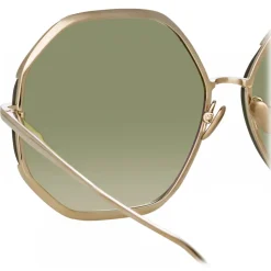 Linda Farrow - Camila Oversized Sunglasses in Light Gold - LFL1208C2SUN - Linda Farrow Eyewear - Avvenice
